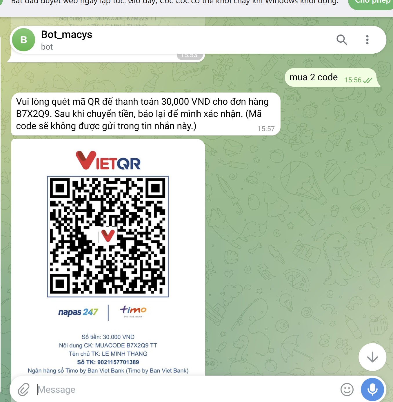 Chatbot mua bán tài nguyên MMO - hình ảnh chính
